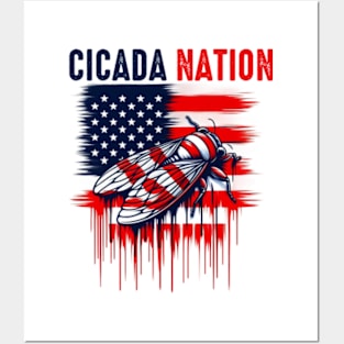 Cicada Nation Funny Cicada Invasion 2024 For 4th Of July Posters and Art